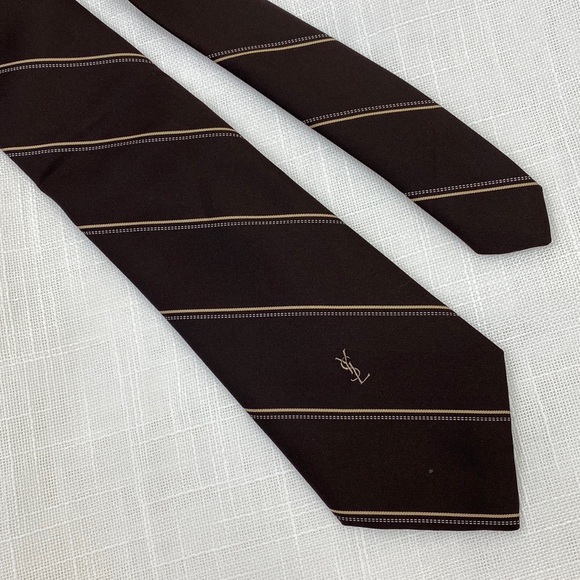 Yves Saint Laurent Other - Yves Saint Laurent Neckwear Men's Brown Striped Neck Tie